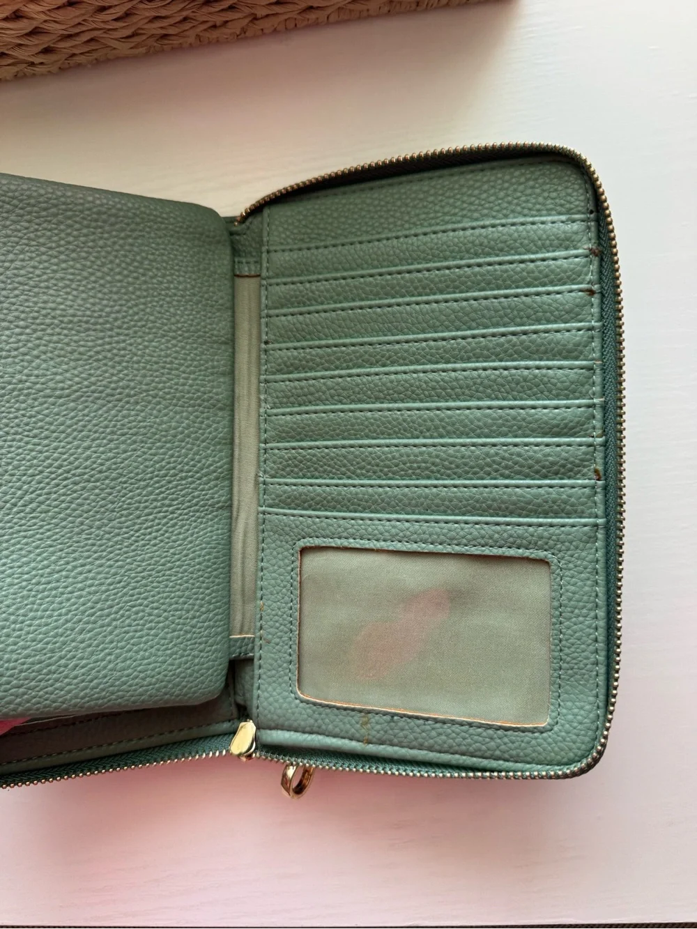 Embossed Green Wristlet Wallet
